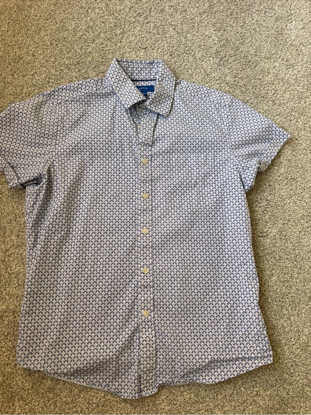 Apt. 9 Light Blue Micro-Print Short Sleeve Button-Down Shirt